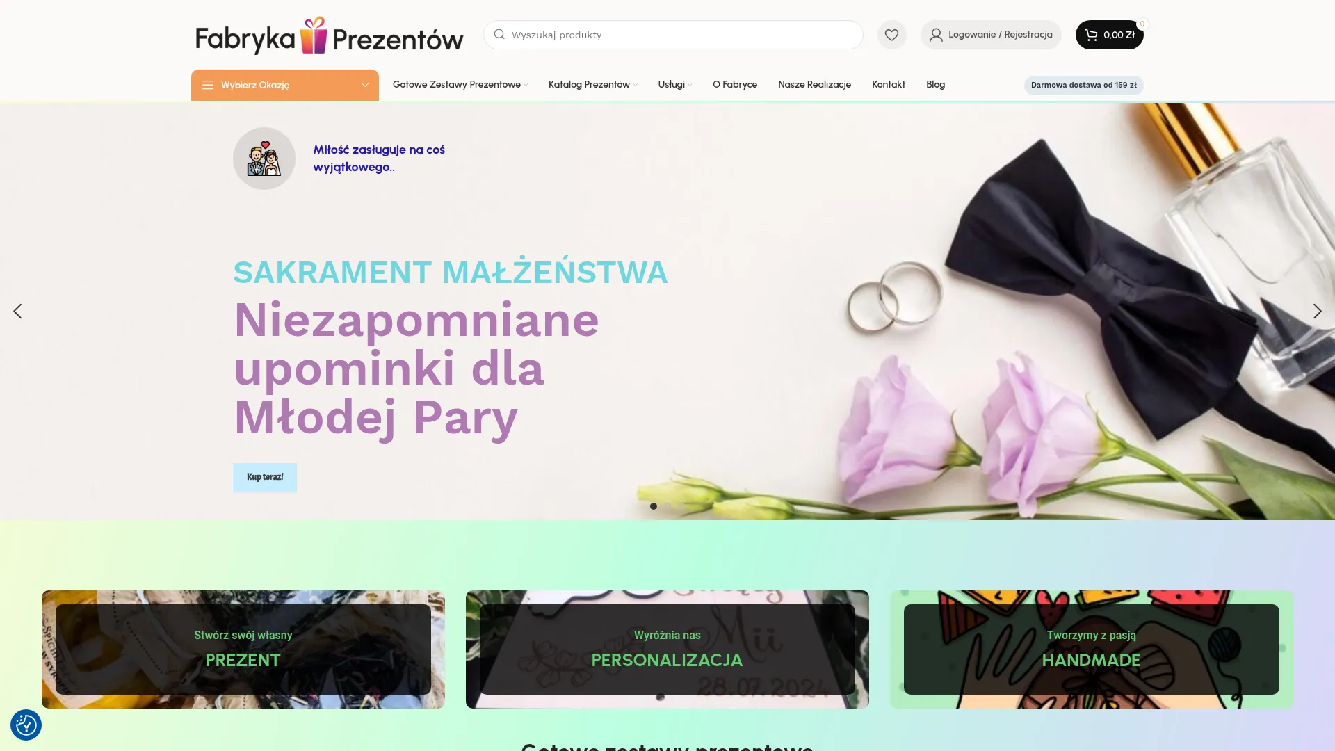 Zrzut ekranu strony Fabryka Prezentów
