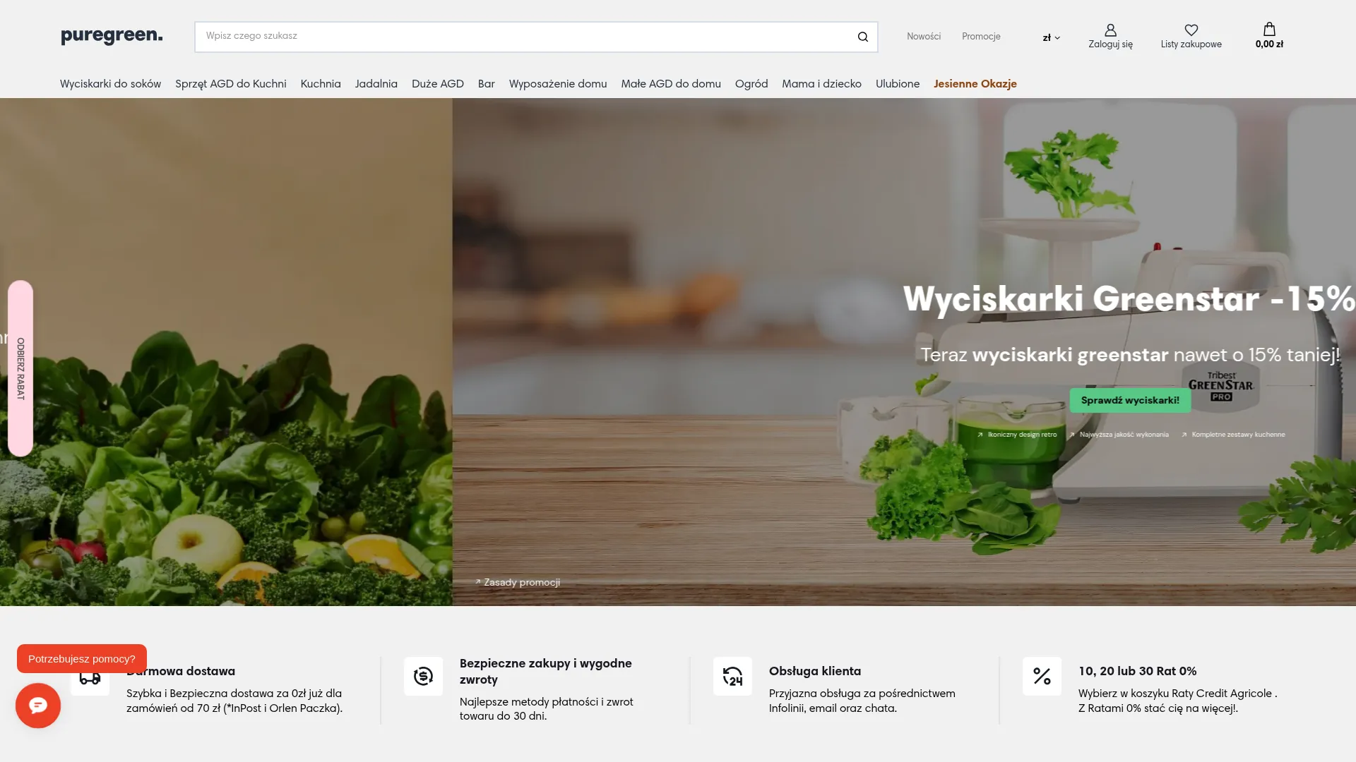 Zrzut ekranu strony PUREGREEN S.C.