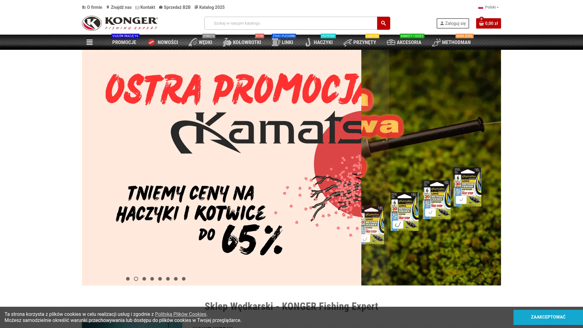 Zrzut ekranu strony KONGER Fishing Expert
