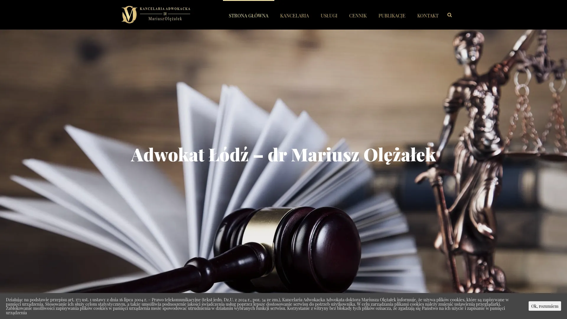 Zrzut ekranu strony Kancelaria Adwokacka Adwokat dr Mariusz Olężałek