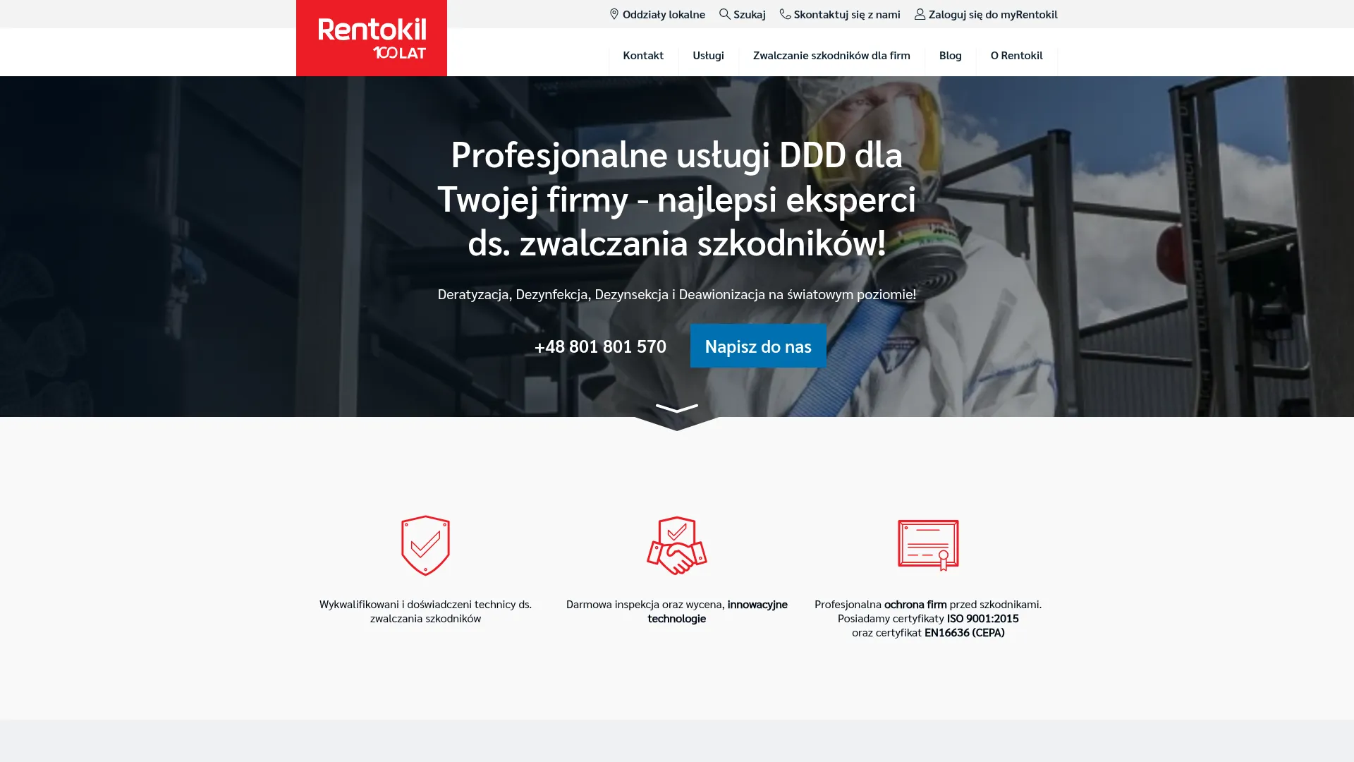 Zrzut ekranu strony Rentokil