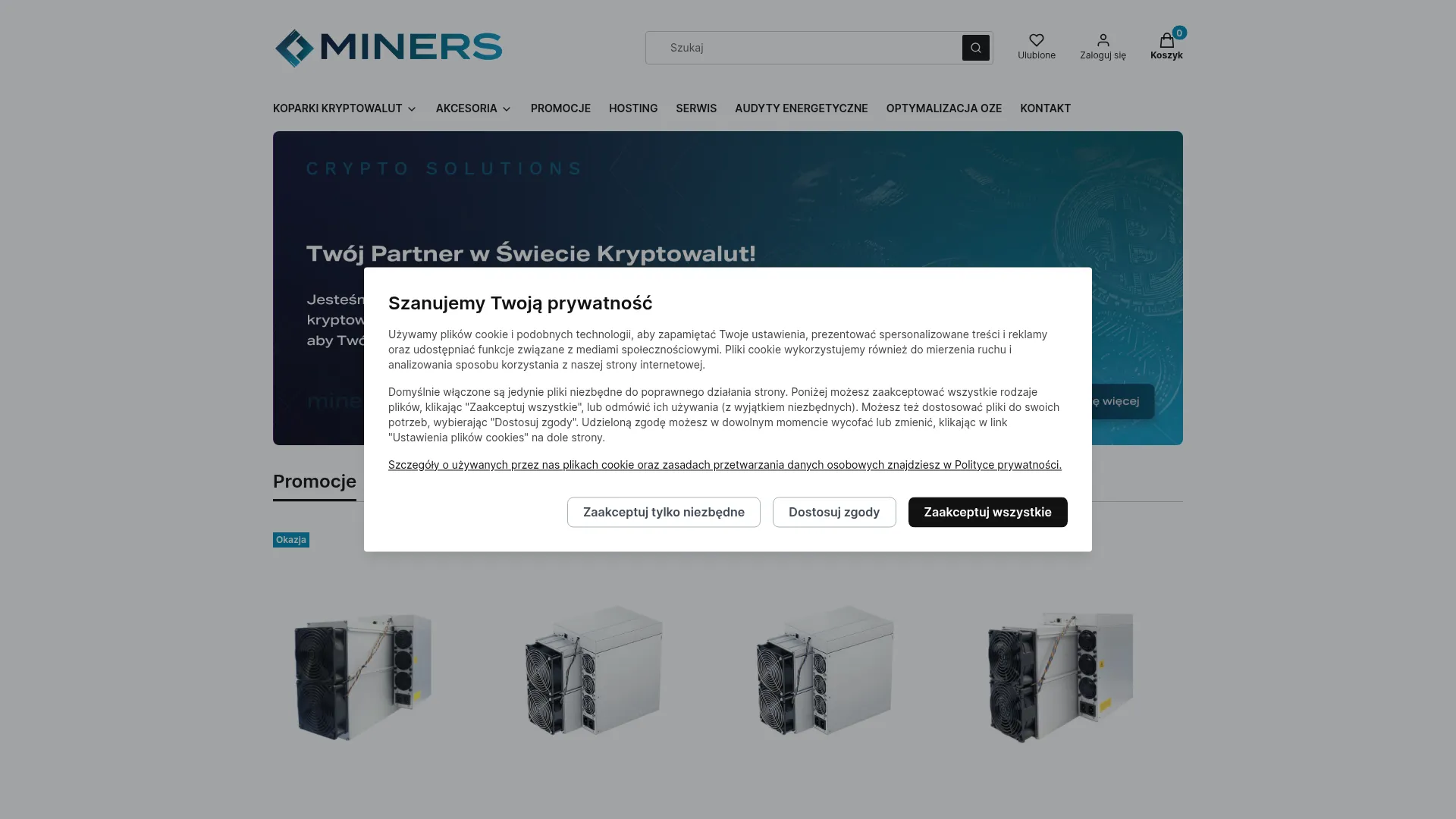 Zrzut ekranu strony Miners Solutions