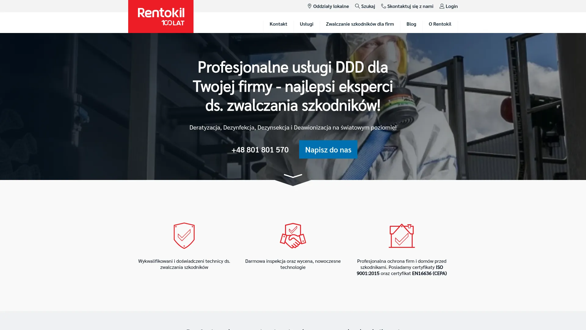 Zrzut ekranu strony Rentokil