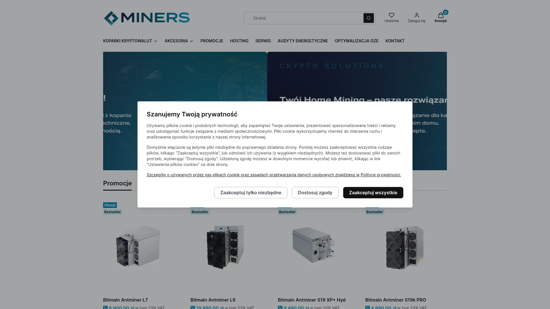 Zrzut ekranu strony Miners Solutions
