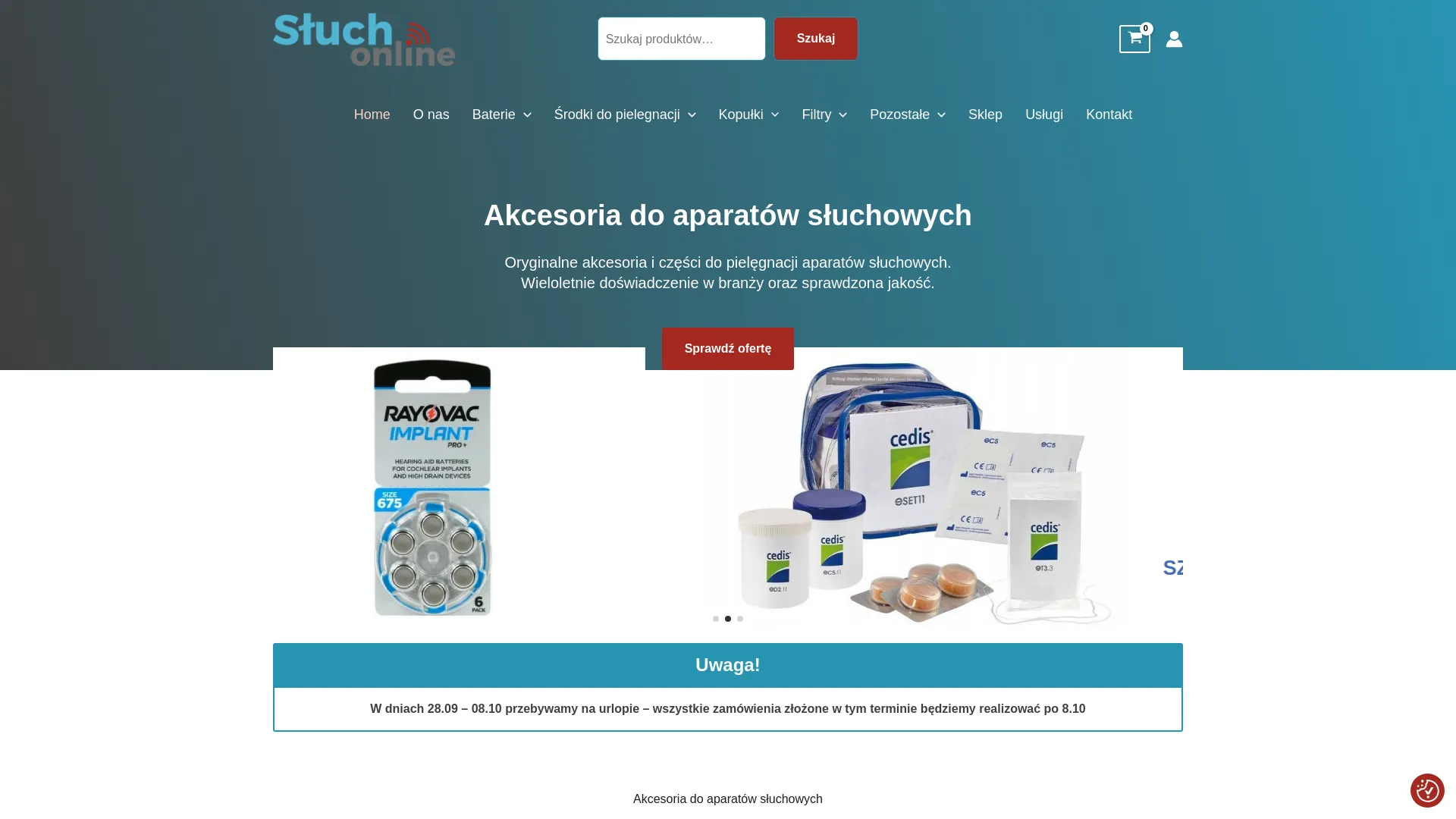 Zrzut ekranu strony As-Medica Centrum Aparatów Słuchowych