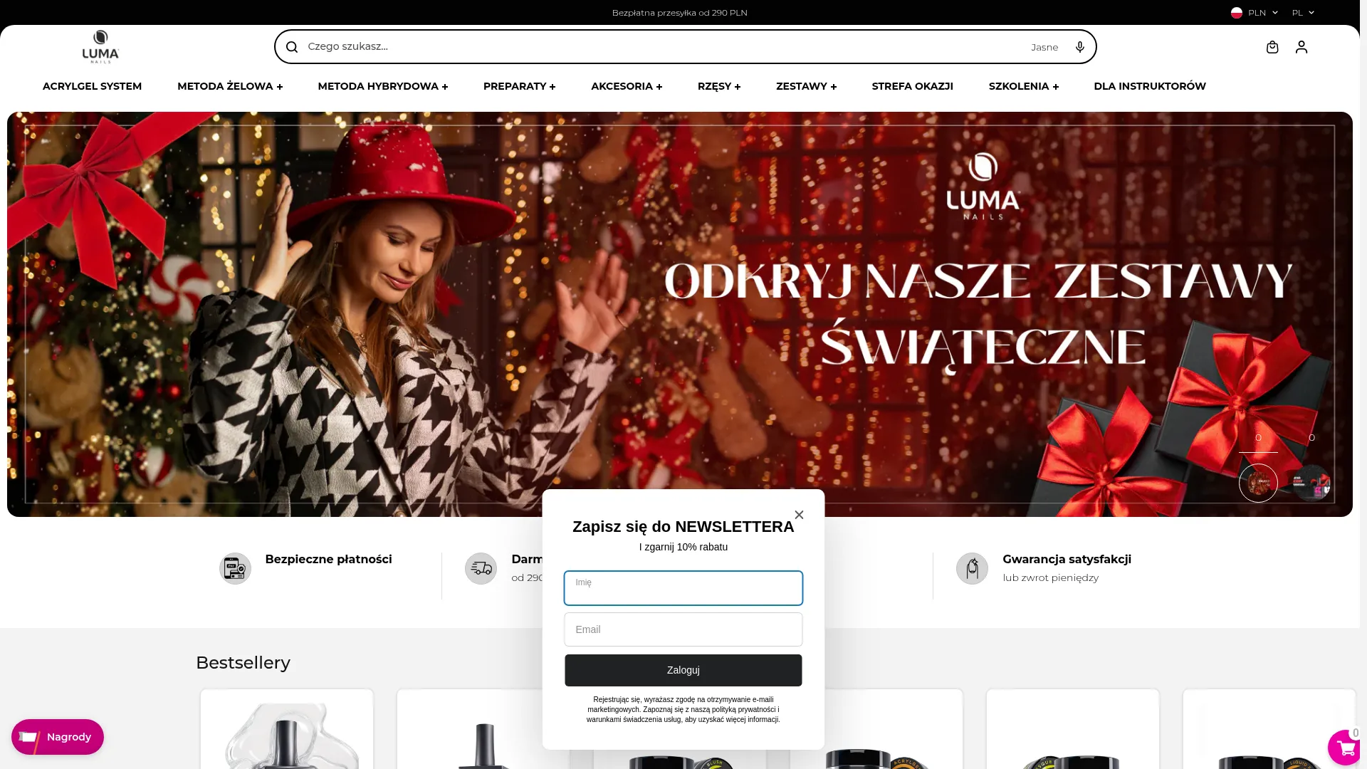 Zrzut ekranu strony LUMA Nails