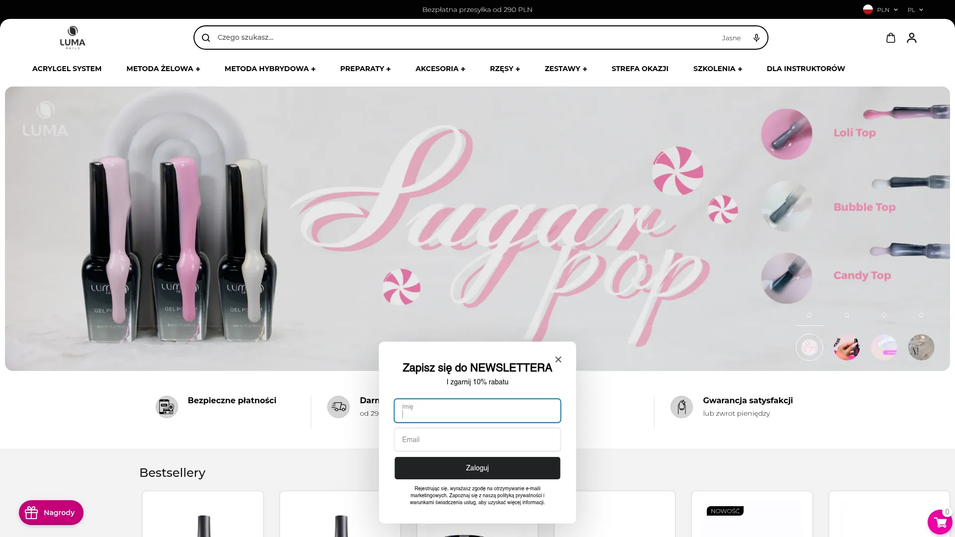 Zrzut ekranu strony LUMA Nails