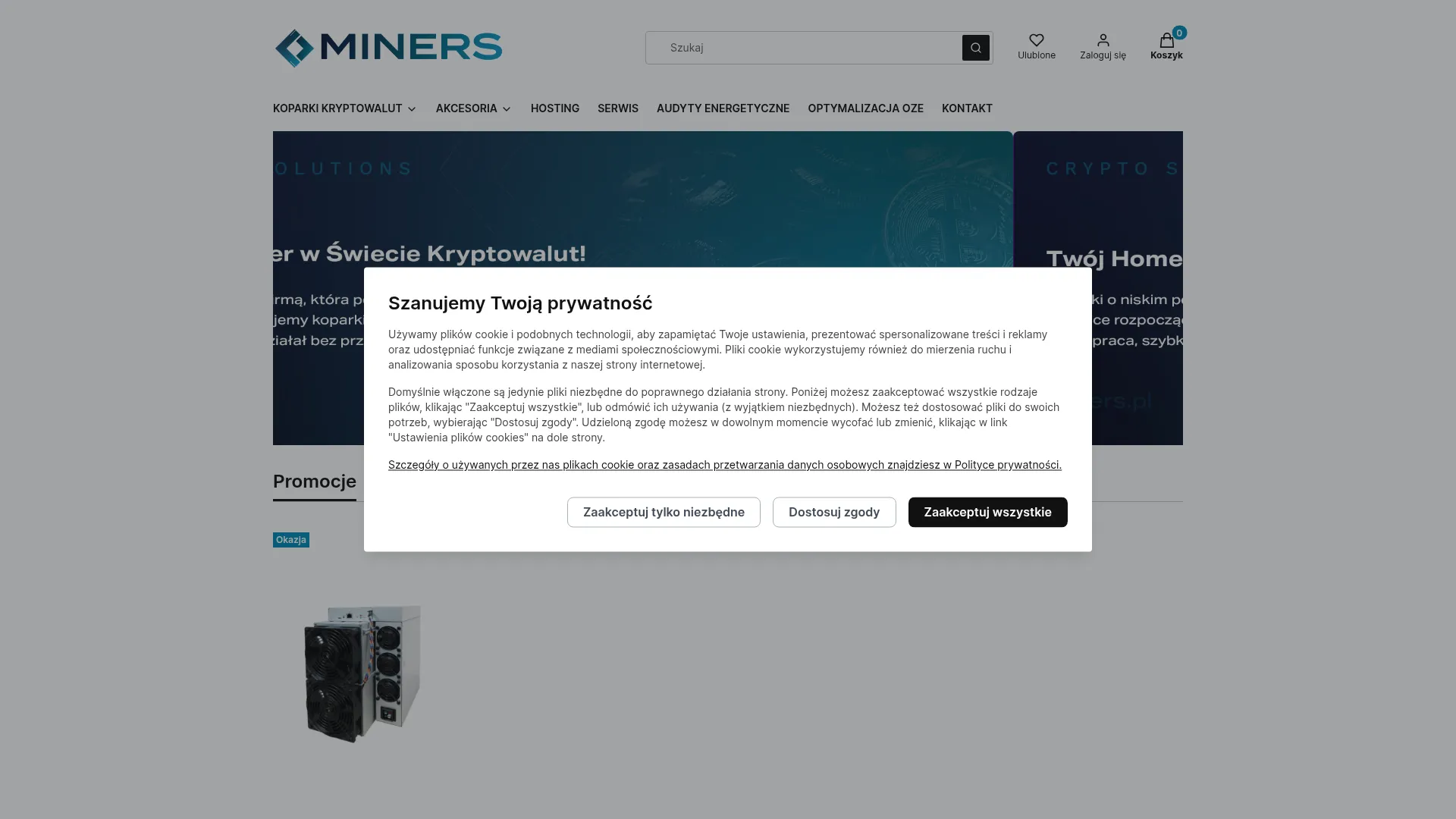 Zrzut ekranu strony MINERS SOLUTIONS SPÓŁKA Z OGRANICZONĄ ODPOWIEDZIALNOŚCIĄ
