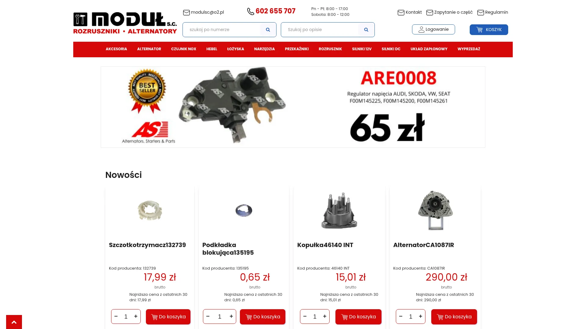 Zrzut ekranu strony Moduł S.C.