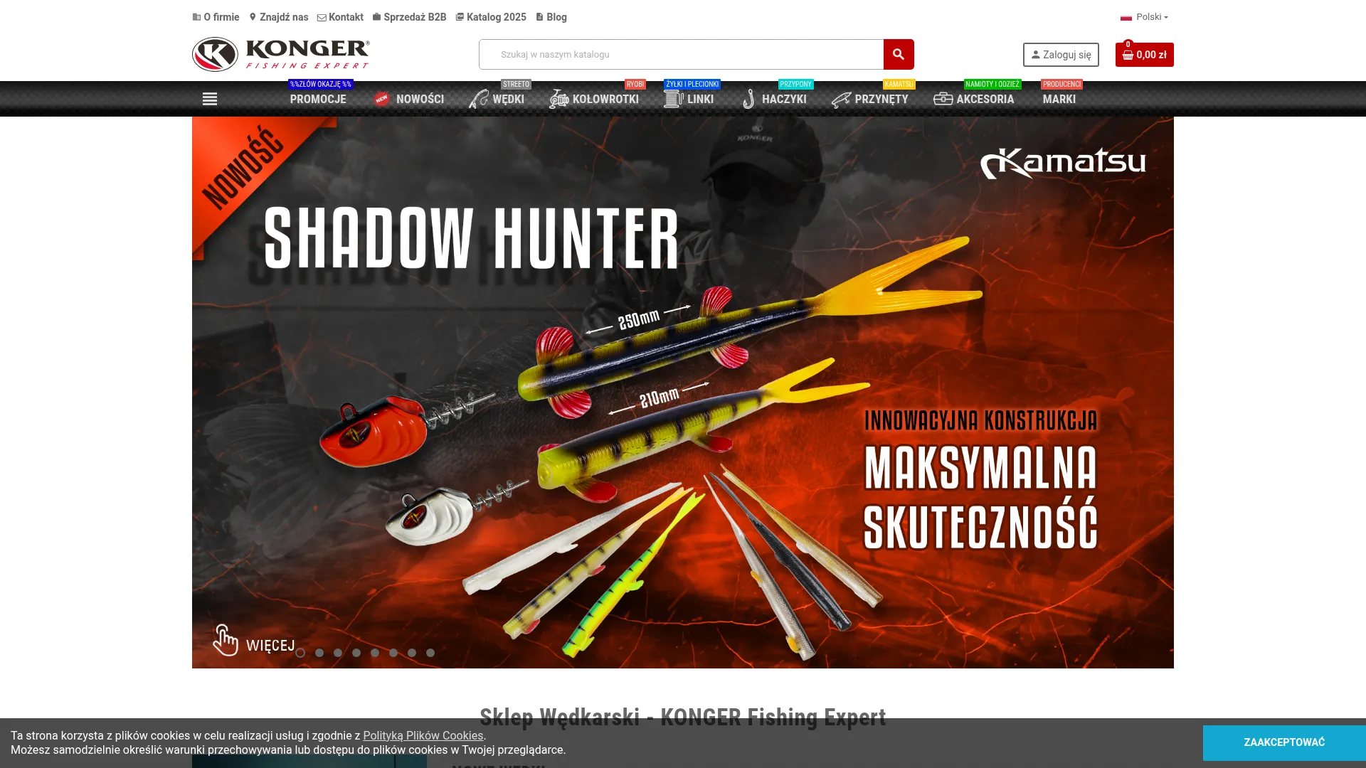 Zrzut ekranu strony KONGER Fishing Expert