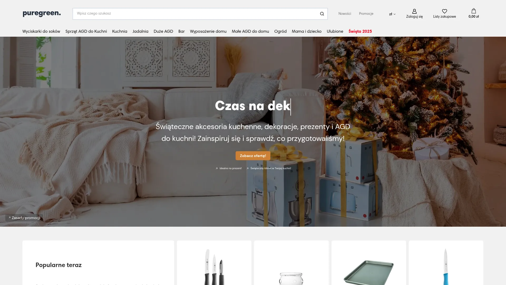 Zrzut ekranu strony Sklep Puregreen