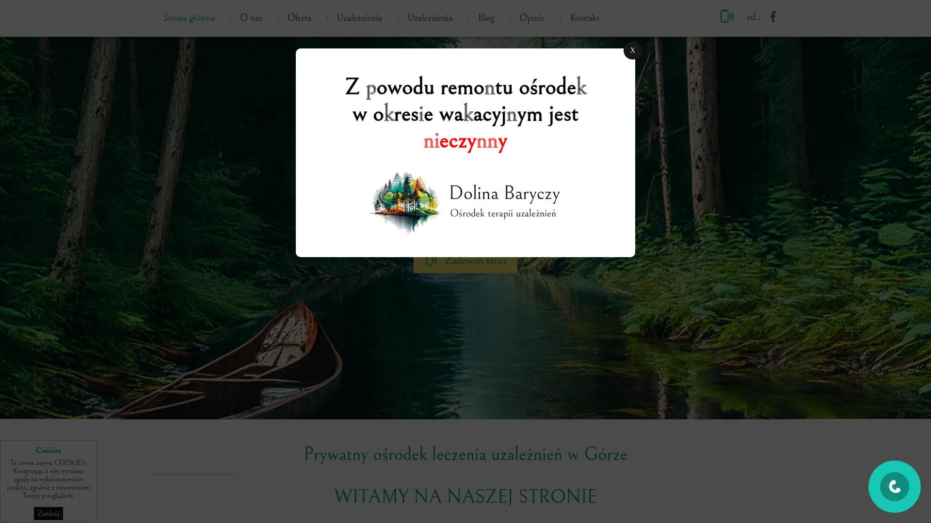 Zrzut ekranu strony Prywatny Ośrodek Terapii Uzależnień Dolina Baryczy funkcjonuje w ramach Spółki jawnej Build&Grow Świątek&Skrzek-Świątek
