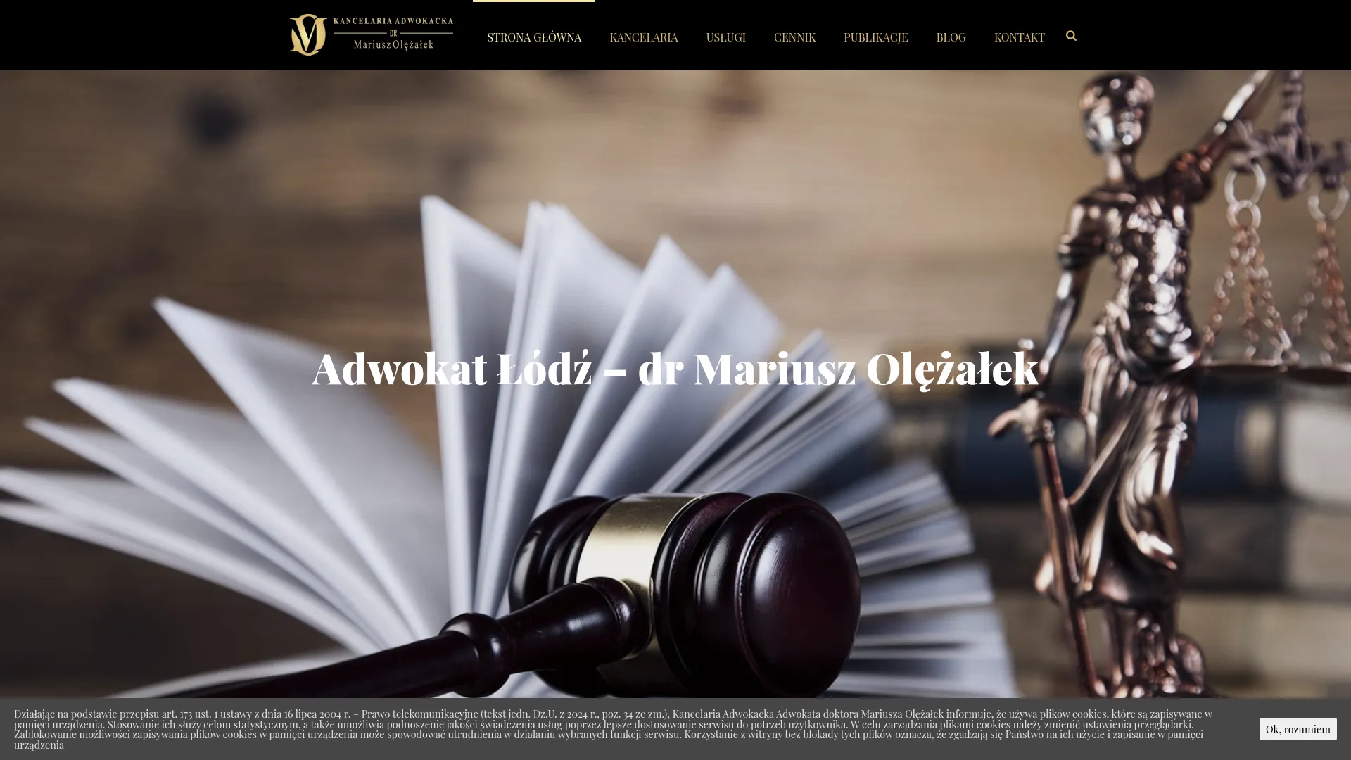 Zrzut ekranu strony Kancelaria Adwokacka Adwokat dr Mariusz Olężałek