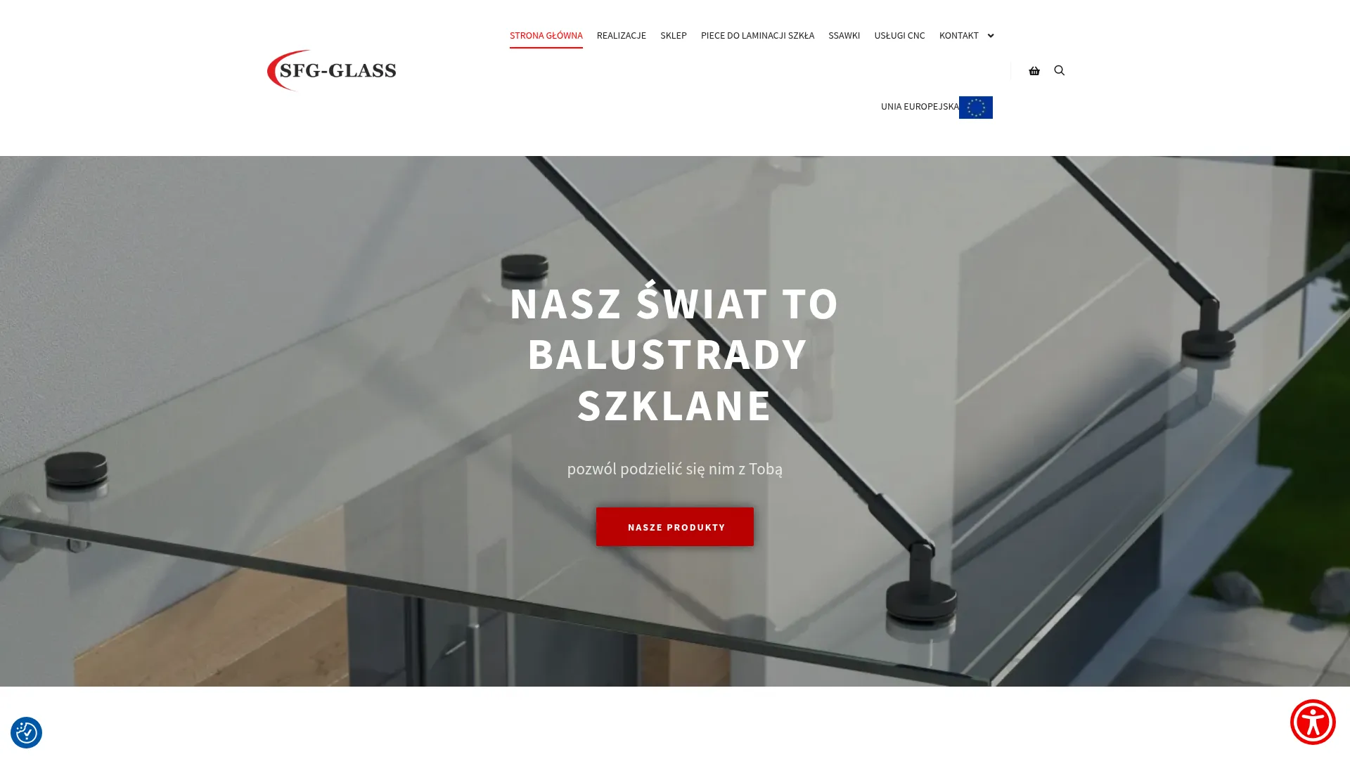 Zrzut ekranu strony SFG-GLASS